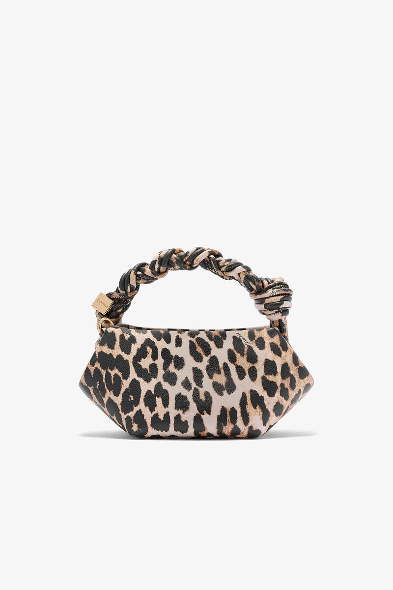 Leopard Grained Mini Bou Bag, in colour Almond Milk - 3 - GANNI