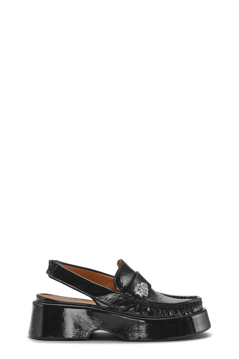 Platform Slingback Loafers, Calf Leather, in colour Black - 1 - GANNI