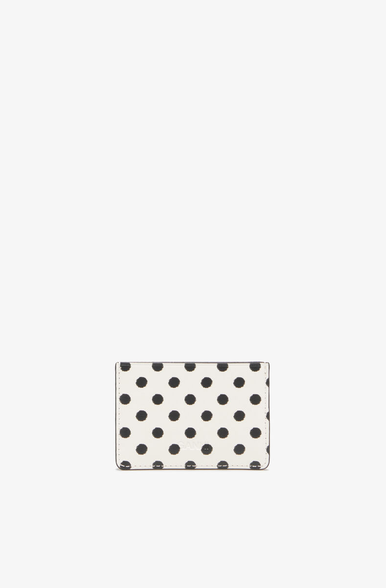 GANNI Bou Card Holder with Dots, Polyester, in colour Egret - 2 - GANNI