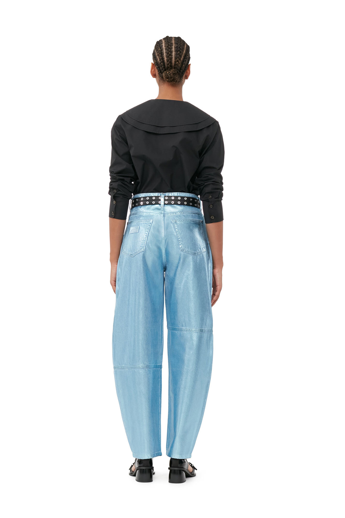 Blue Foil Stary Jeans, Cotton, in colour Heather - 3 - GANNI