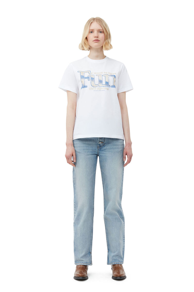 Relaxed Fun T-shirt, Cotton, in colour Bright White - 1 - GANNI