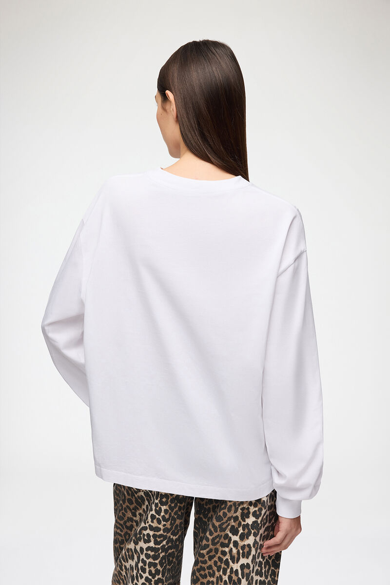 Essential Basic Long-sleeve, Organic Cotton, in colour Bright White - 3 - GANNI