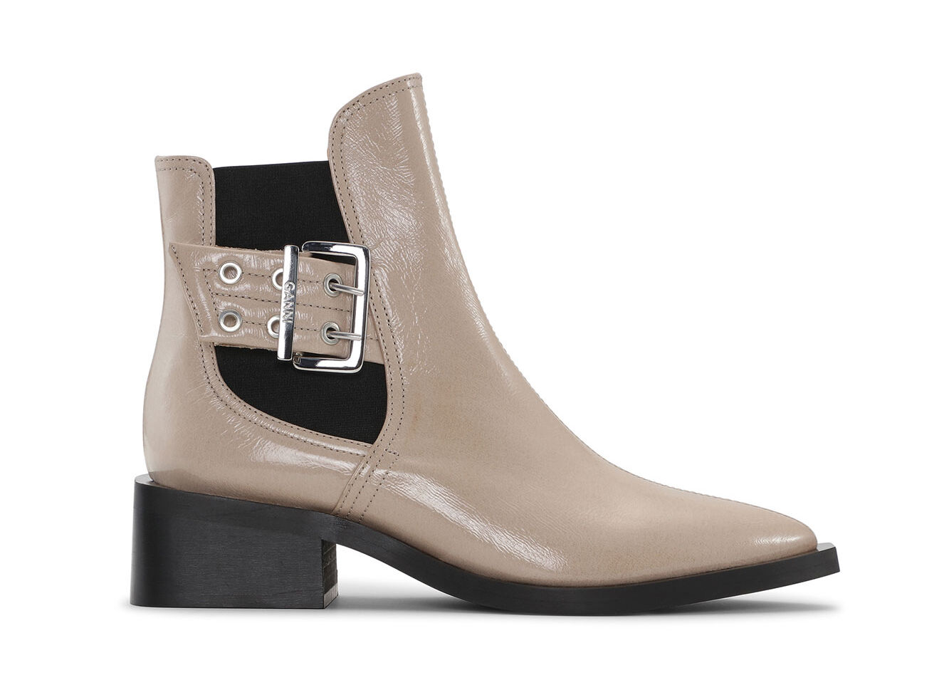 Beige Feminine Buckle-chelseaboots, Polyester, in colour Taos Taupe - 1 - GANNI