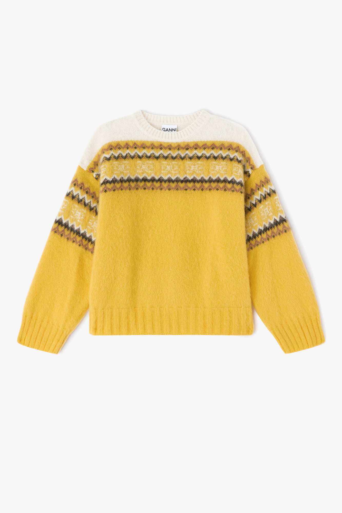 Yellow Intarsia Jumper, in colour Blazing Yellow - 1 - GANNI
