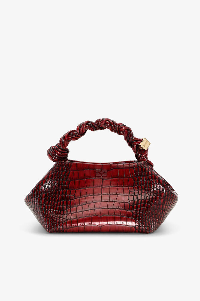 Burgundy Croco Small GANNI Bou Bag, Burgundy