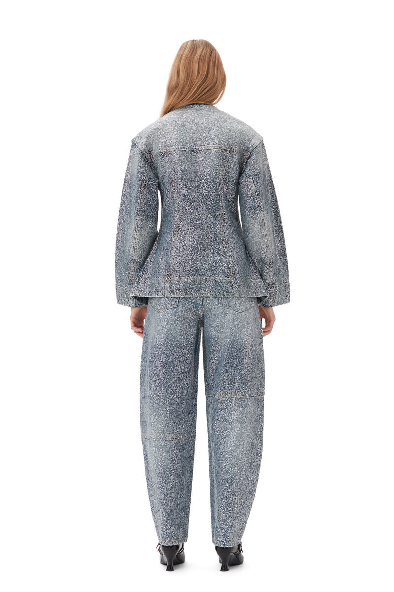 Sparkle Denim Fitted-blazer, Cotton, in colour Tint Wash - 4 - GANNI