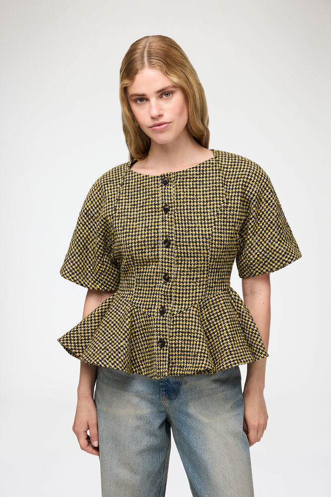 Blouse in Yellow Check, Blazing Yellow
