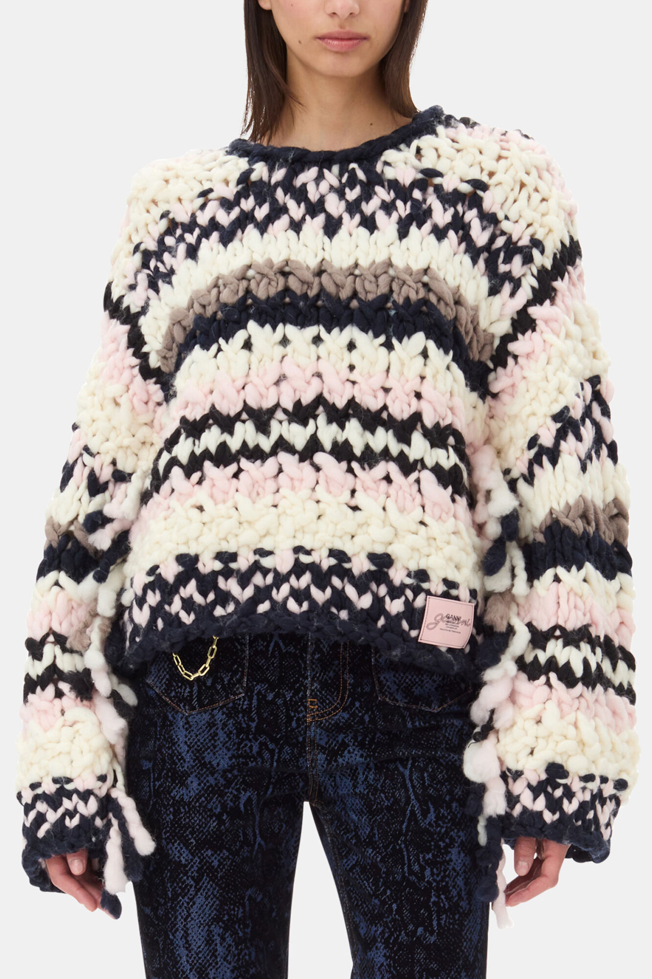 Multicolor Hand-Knit Sweater | GANNI US