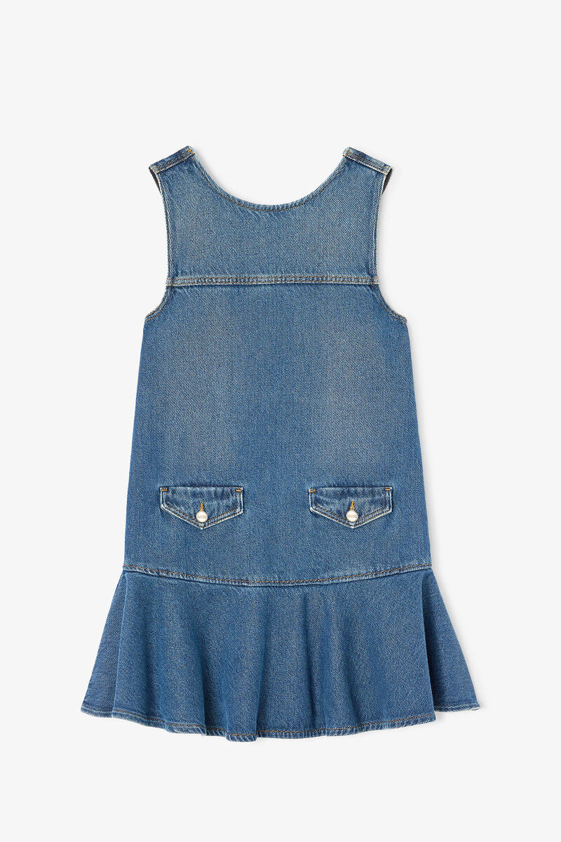 Light Denim Mini Dress, Organic Cotton, in colour Dark Blue Vintage - 1 - GANNI