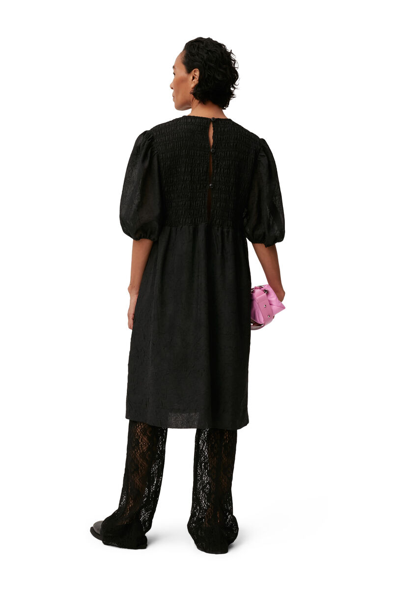 Midiklänning i krusat georgettetyg, Recycled Polyester, in colour Black - 5 - GANNI