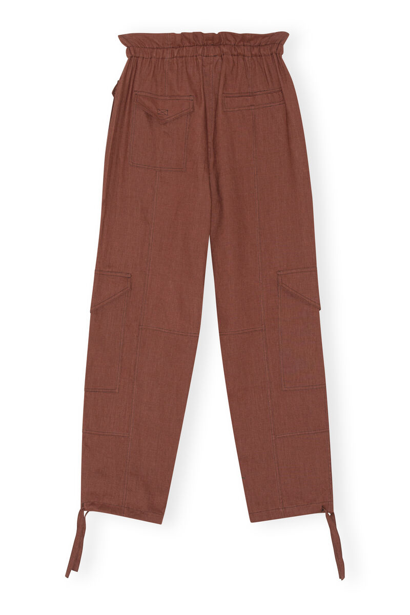 100% Hemp Cargo Trousers, Hemp, in colour Root Beer - 2 - GANNI