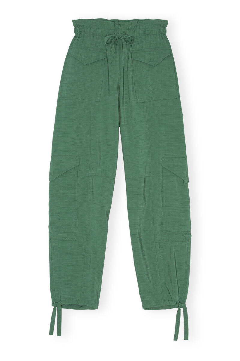 Slub Cargo Pants, Polyester, in colour Myrtle - 1 - GANNI