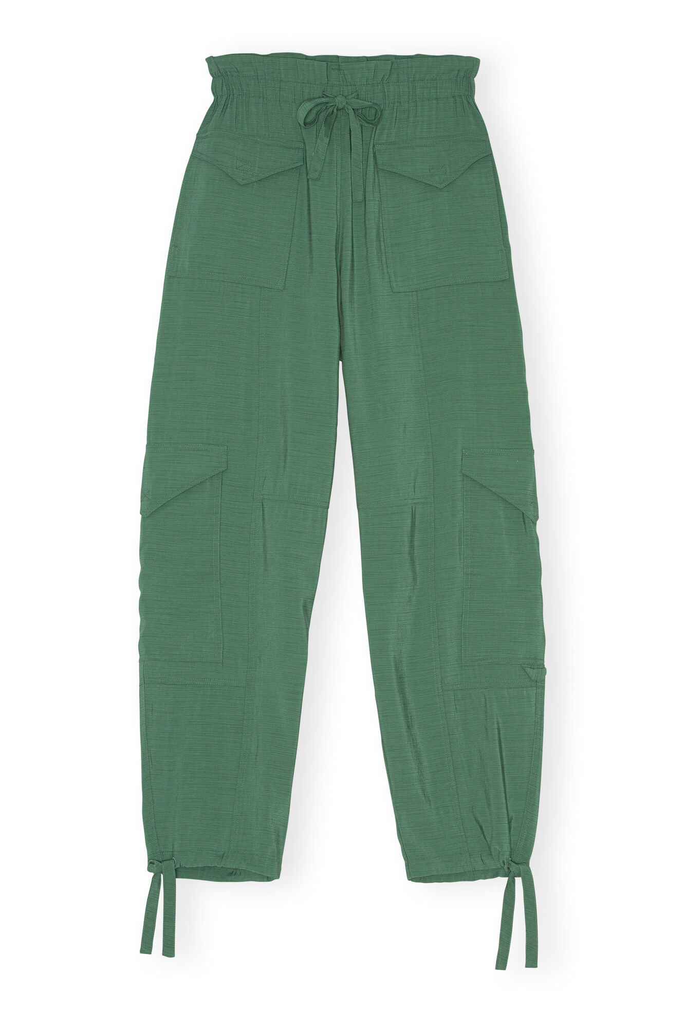 Slub Cargo Pants, Polyester, in colour Myrtle - 1 - GANNI