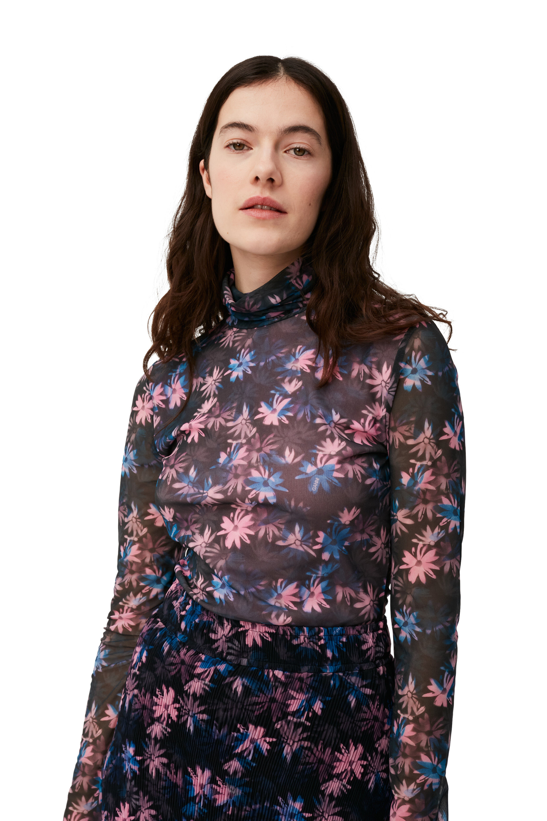 Snake Starfish Printed Mesh Rollneck 