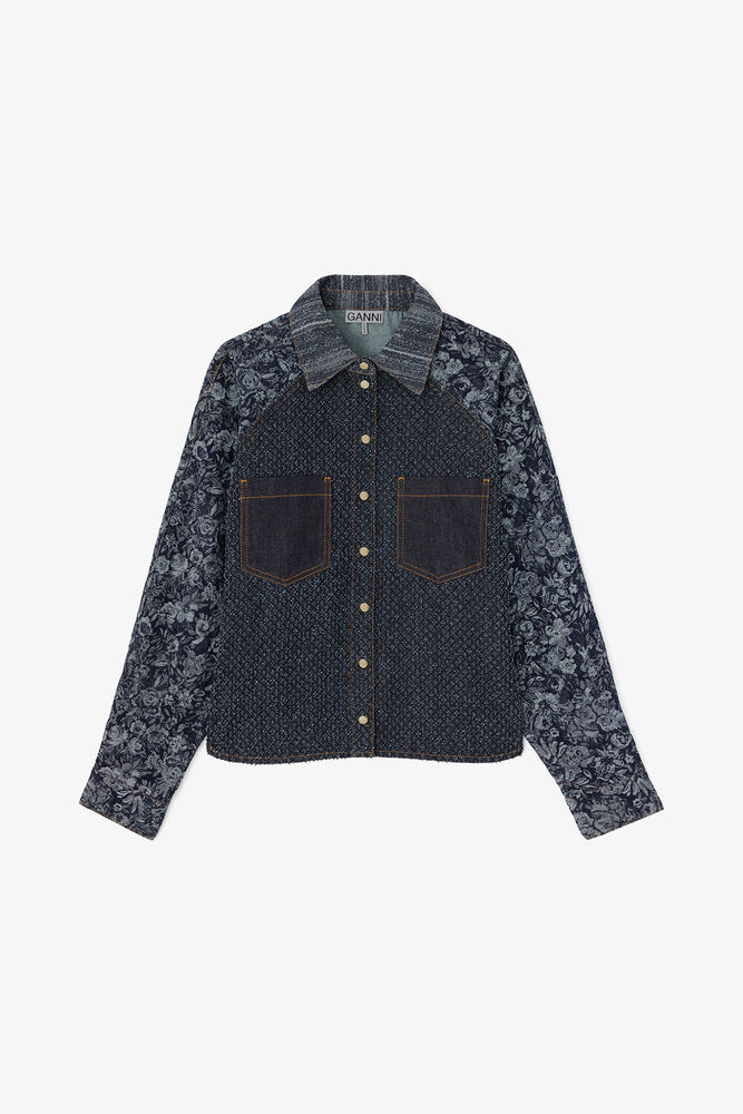 Shirt in Patchwork Denim, Rinse