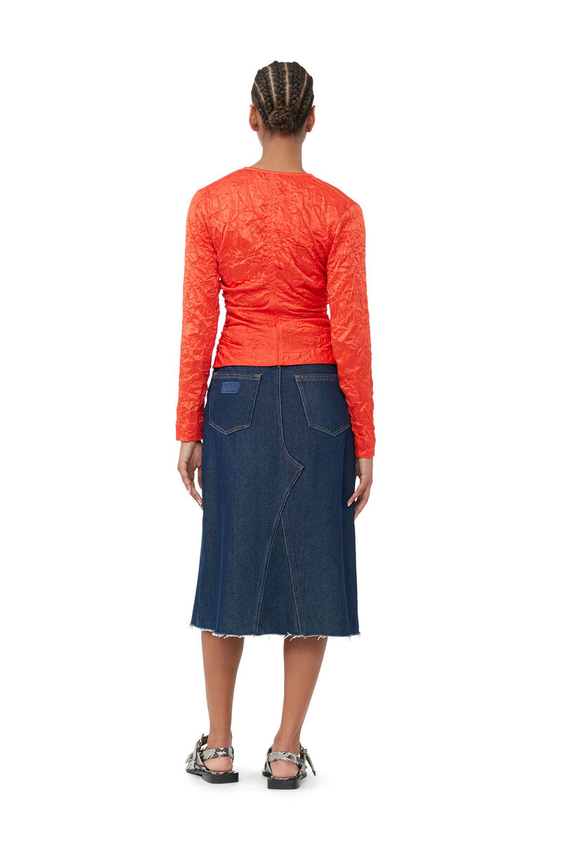 Heavy Denim Midi Skirt, Cotton, in colour Rinse - 3 - GANNI