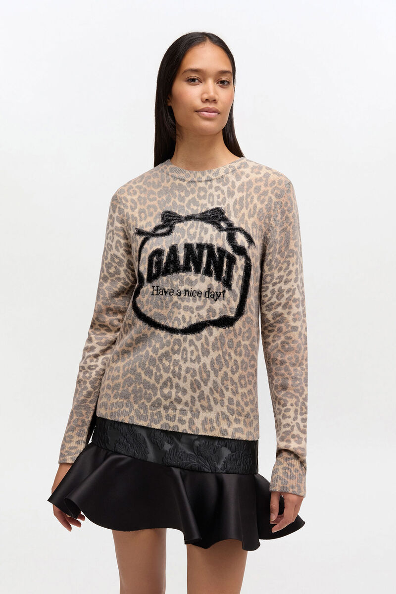 Pull en laine graphique, in colour Leopard - 1 - GANNI