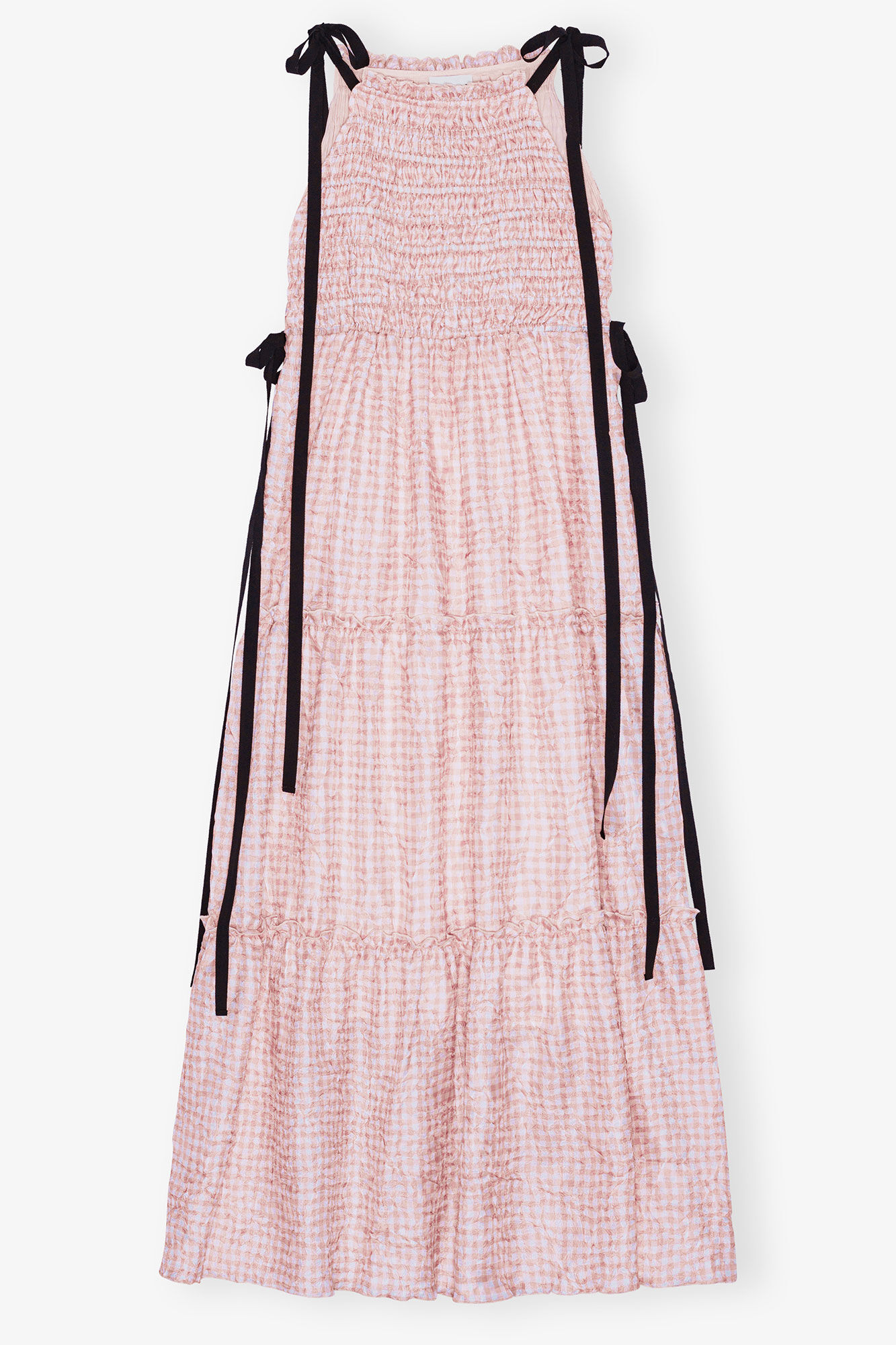 Pink Check Dress, Recycled Polyester, in colour Bleached Mauve - 1 - GANNI