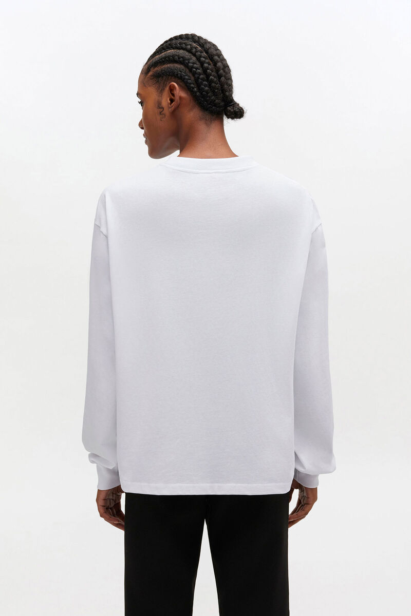 Essential Basic Long Sleeve, in colour Bright White - 3 - GANNI