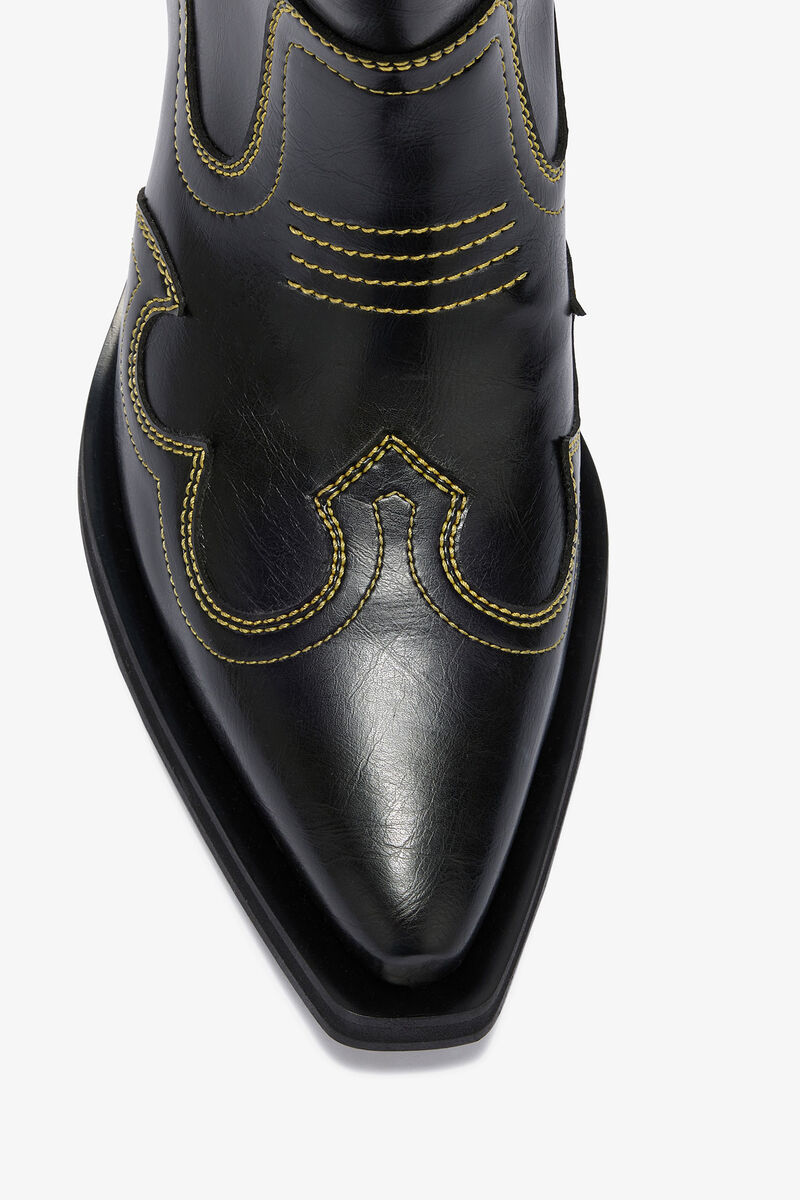Low Shaft Embroidered Western Boots, in colour Blazing Yellow - 3 - GANNI