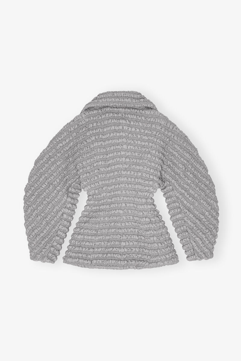 Grey Stretch Quilt Curve Sleeve Jacket, Nylon, in colour Mirage Gray - 2 - GANNI