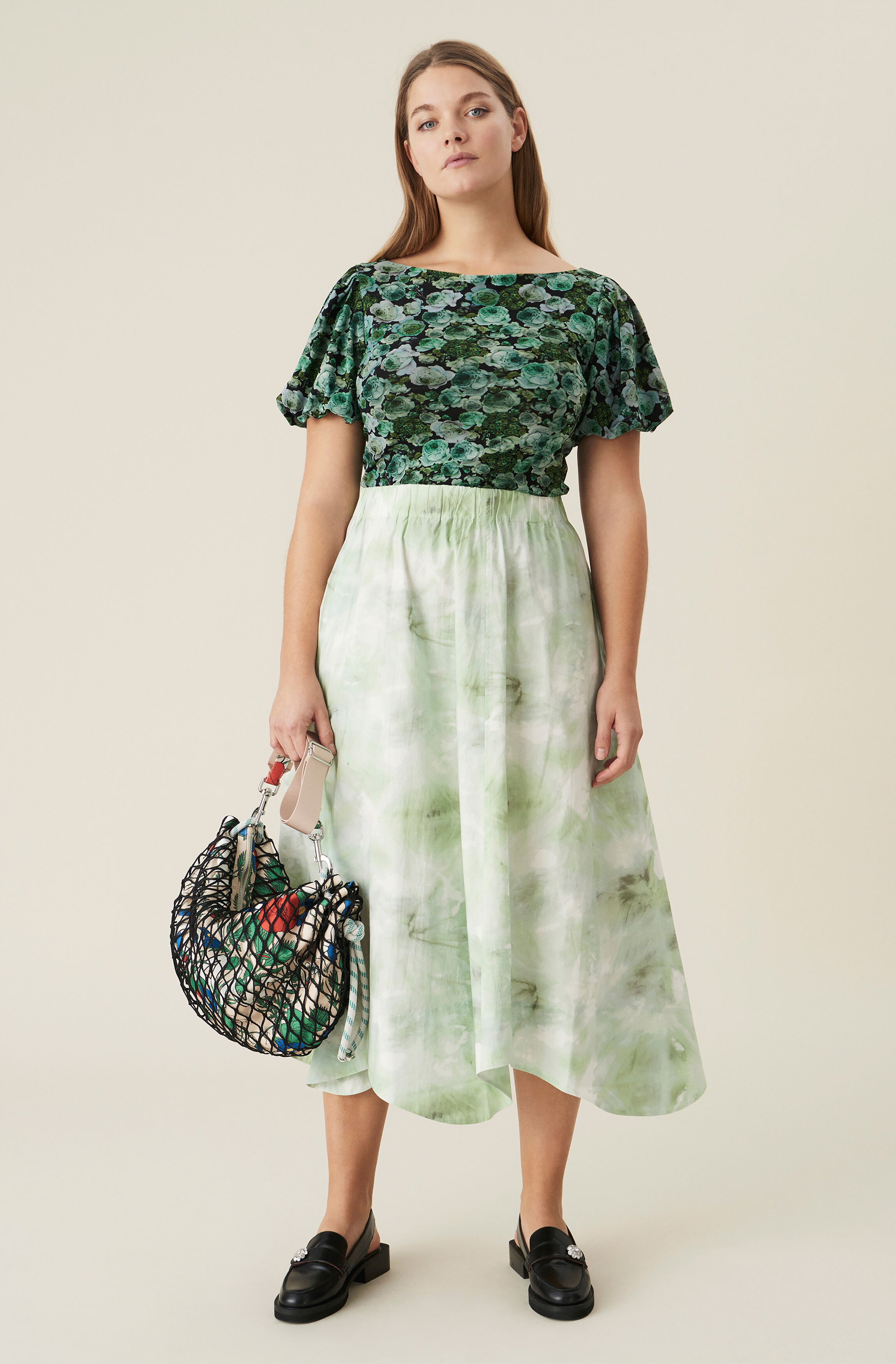 Ganni printed cotton poplin maxi dress clearance