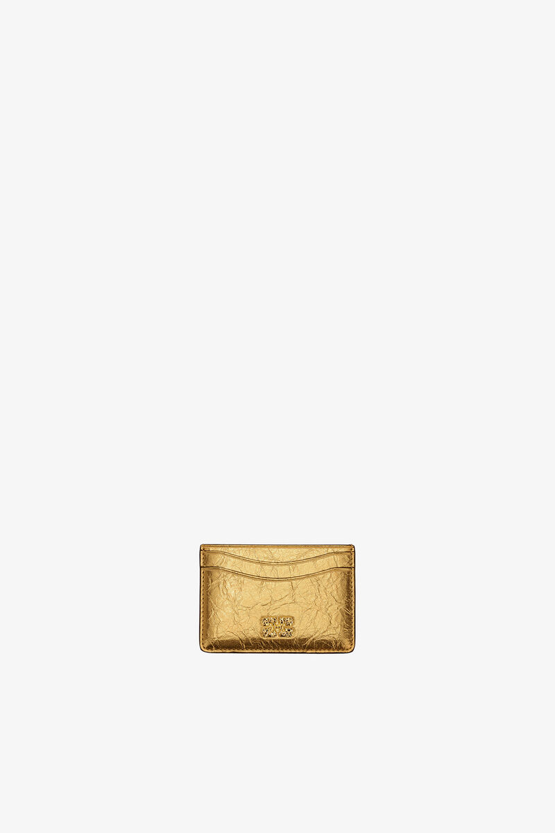 Bou Card Holder in Metallic, Polyurethane, in colour Gold - 1 - GANNI