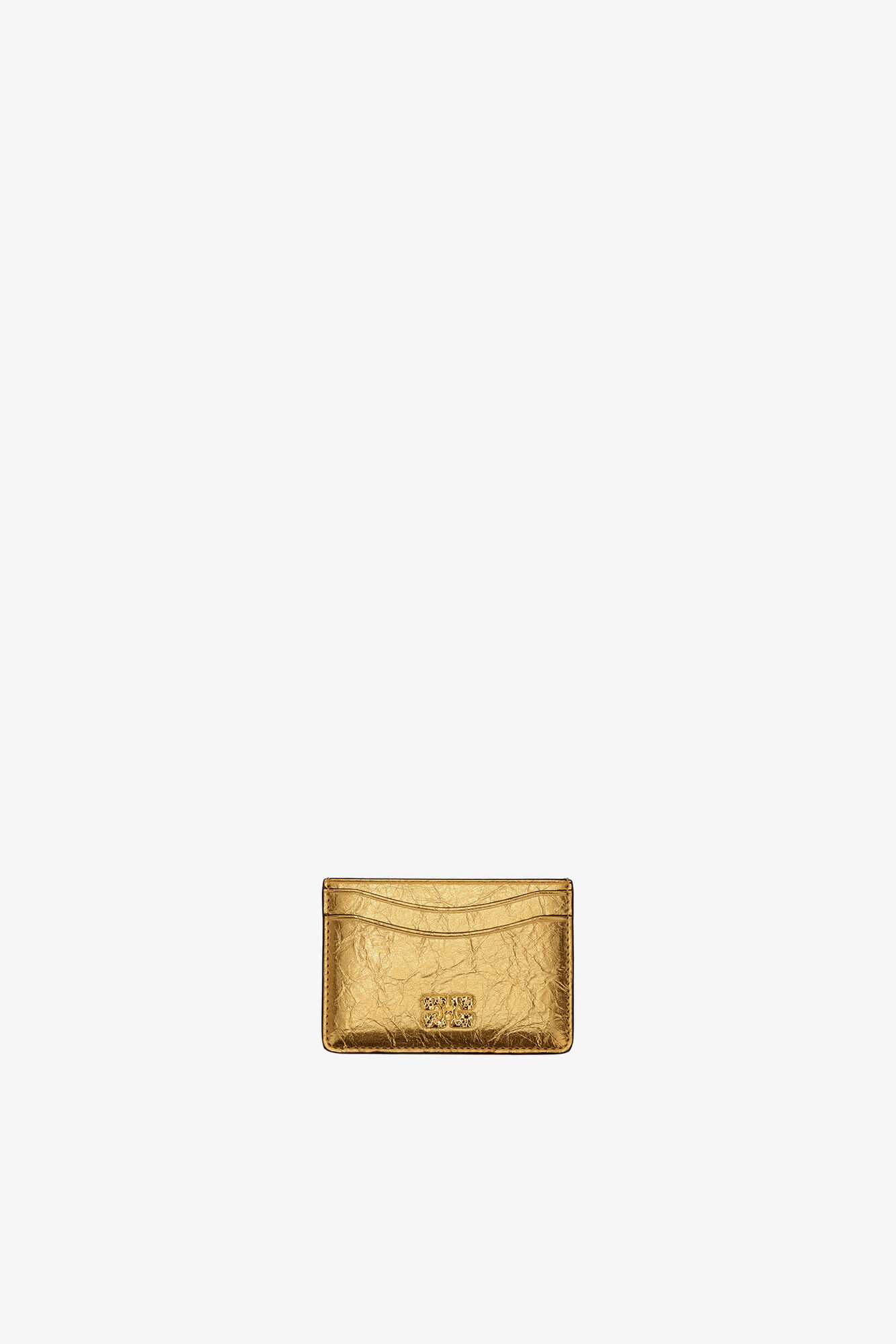 Bou Card Holder in Metallic, Polyurethane, in colour Gold - 1 - GANNI