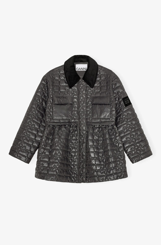 Veste midi matelassée gris foncé, Phantom