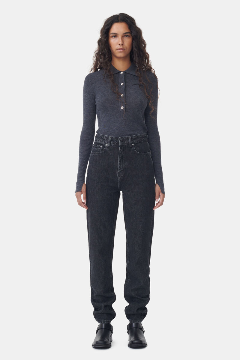 Black/White Stone Rigid Denim Swigy | GANNI DE