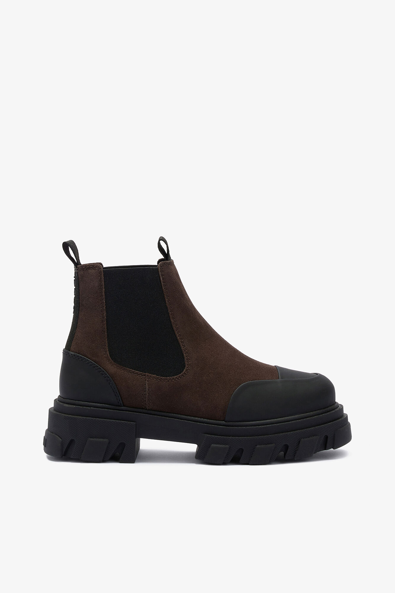 Cleated Low Chelsea Boots in Brown, Recycled Leather, in colour Chicory Coffee - 1 - GANNI