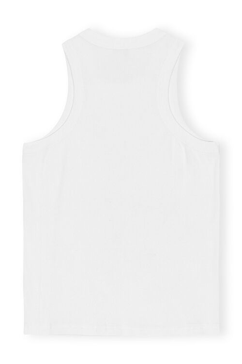 White Rib Jersey Embellished linne, Elastane, in colour Bright White - 2 - GANNI
