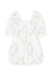 Poplin Mini Dress, Cotton, in colour Floral Shape Bright White - 1 - GANNI