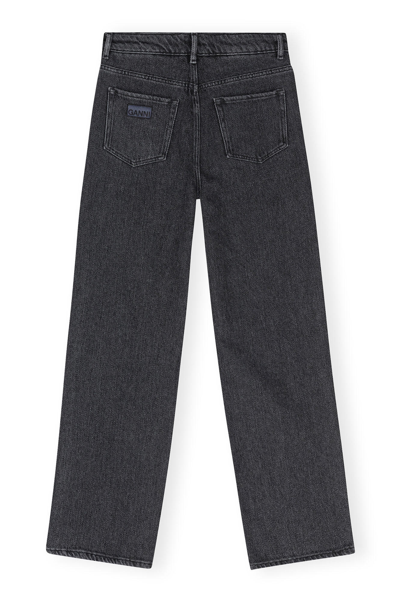 Washed Black Izey Drawstring Jeans, Cotton, in colour Washed Black/Black - 2 - GANNI