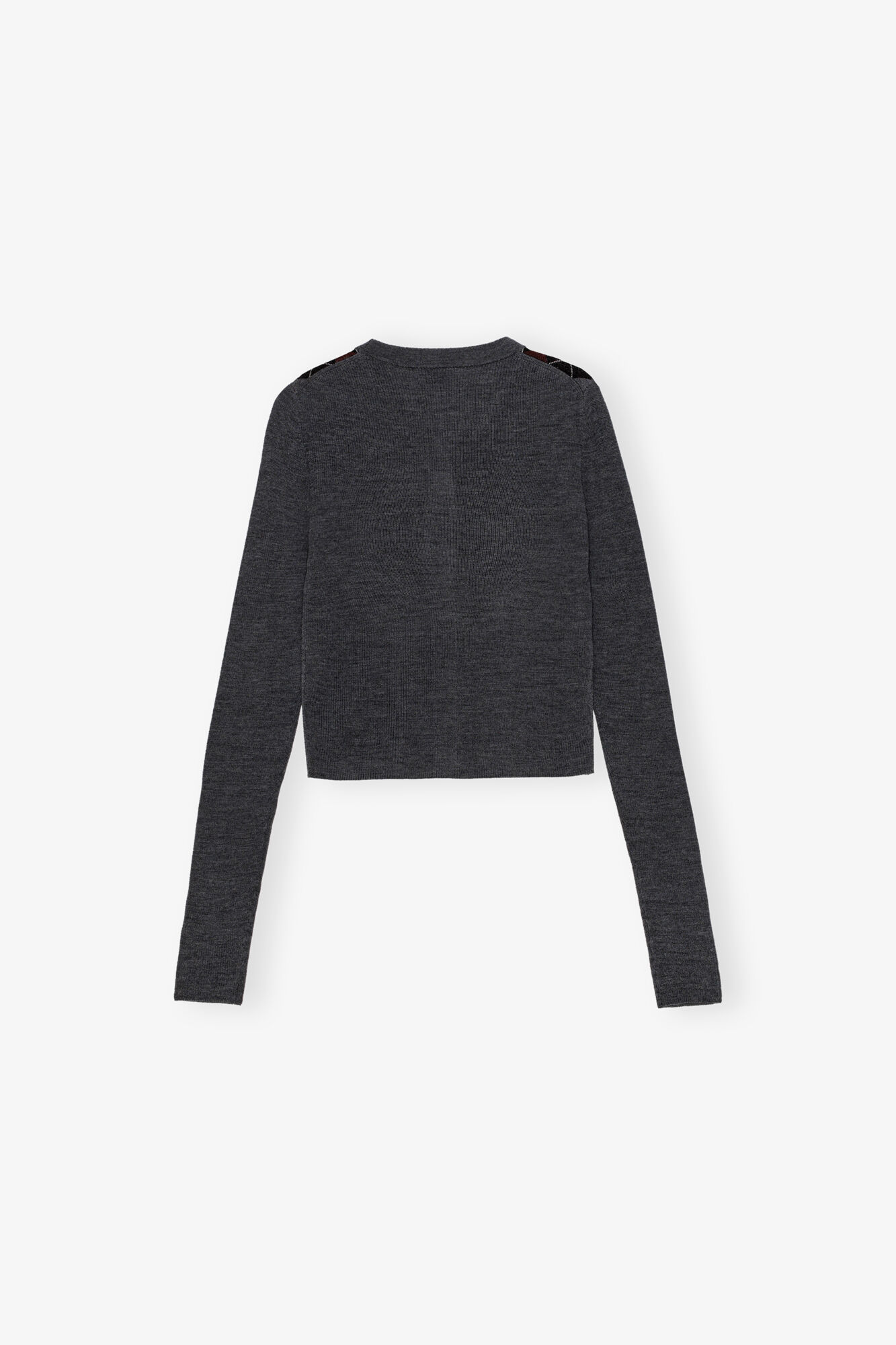 Cardigan in Grey Wool, Merino Wool, in colour Frost Gray - 2 - GANNI