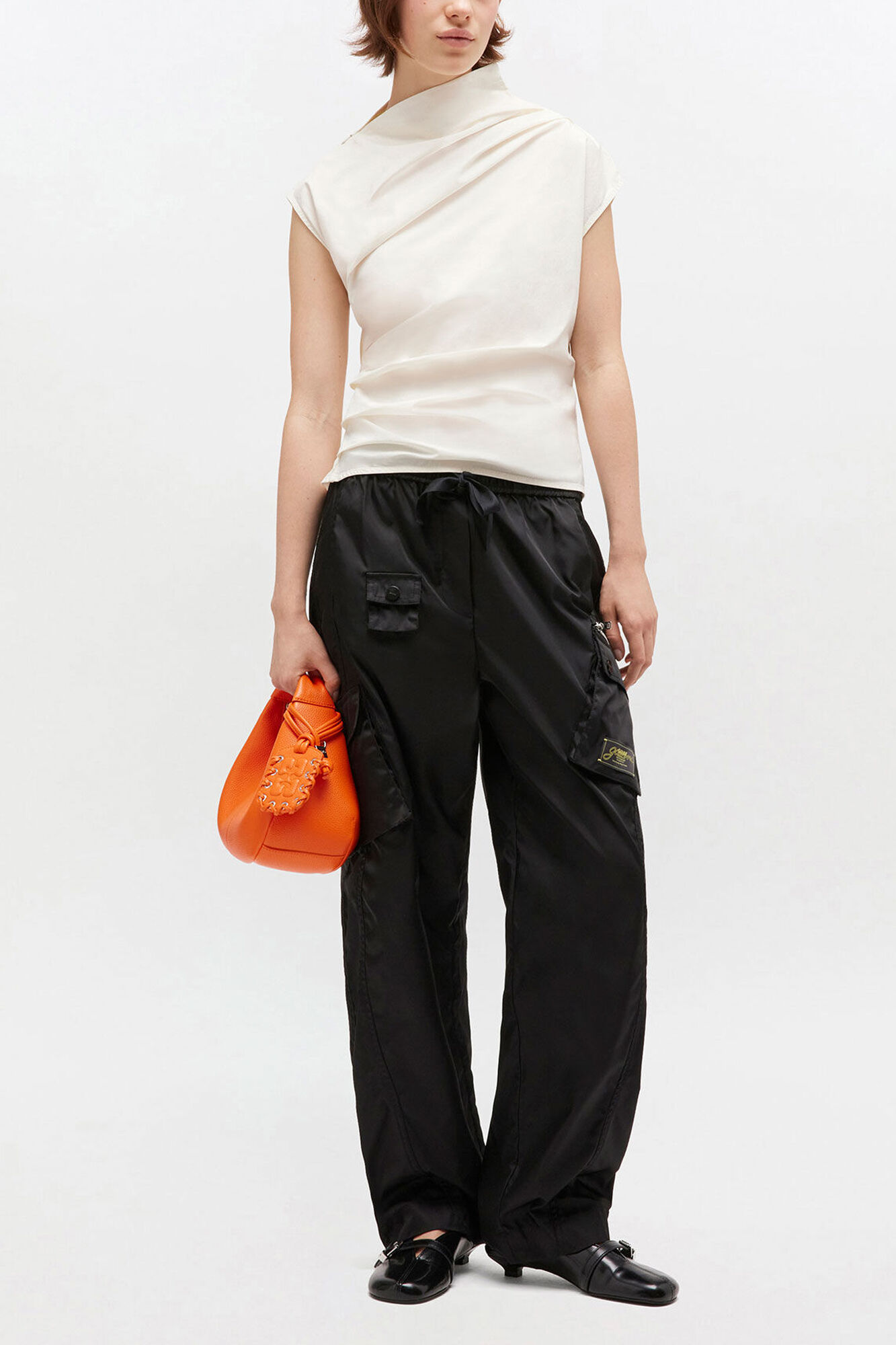 Ivory Ruched Top | GANNI US