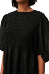 Midiklänning i krusat georgettetyg, Recycled Polyester, in colour Black - 3 - GANNI