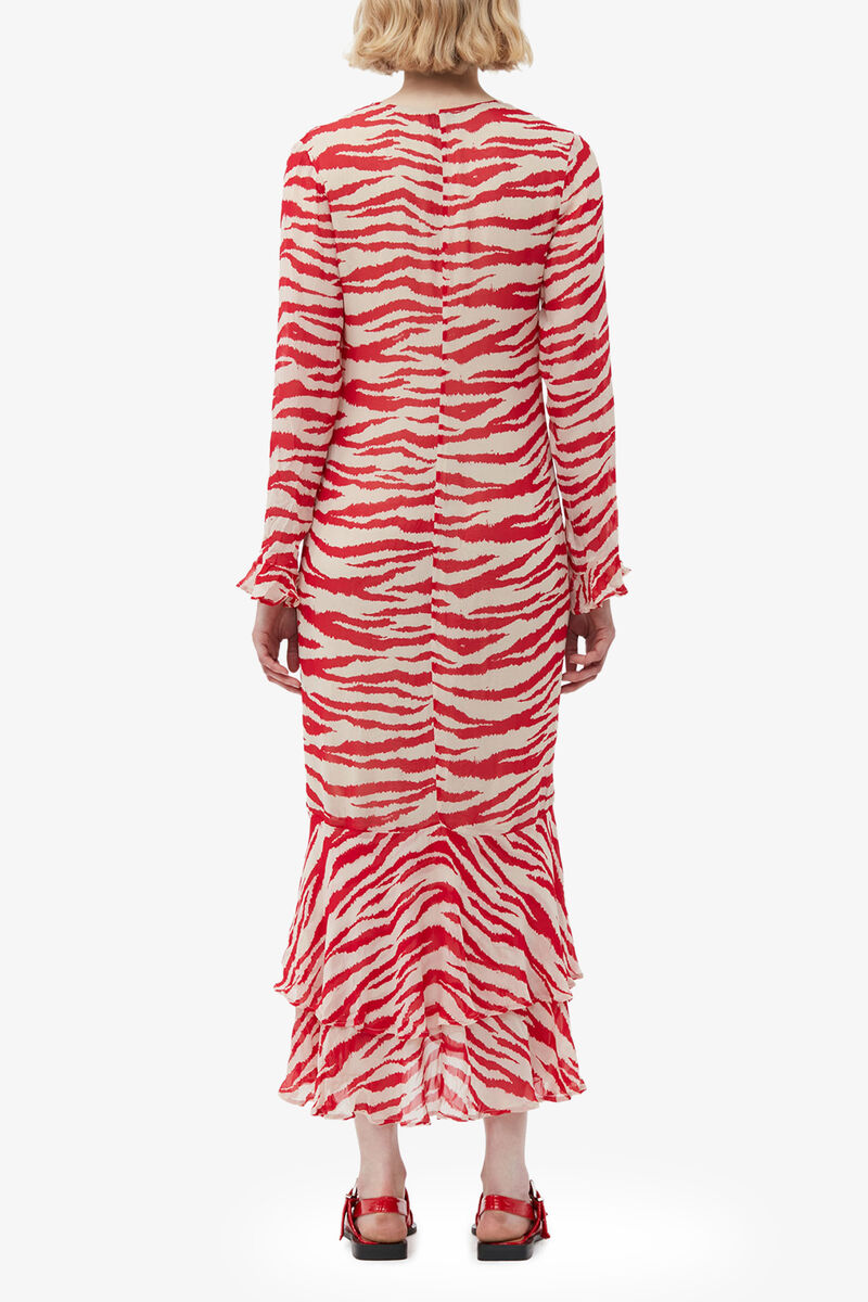 Printed Light Georgette Maxi Dress, Viscose, in colour Castle Wall - 2 - GANNI