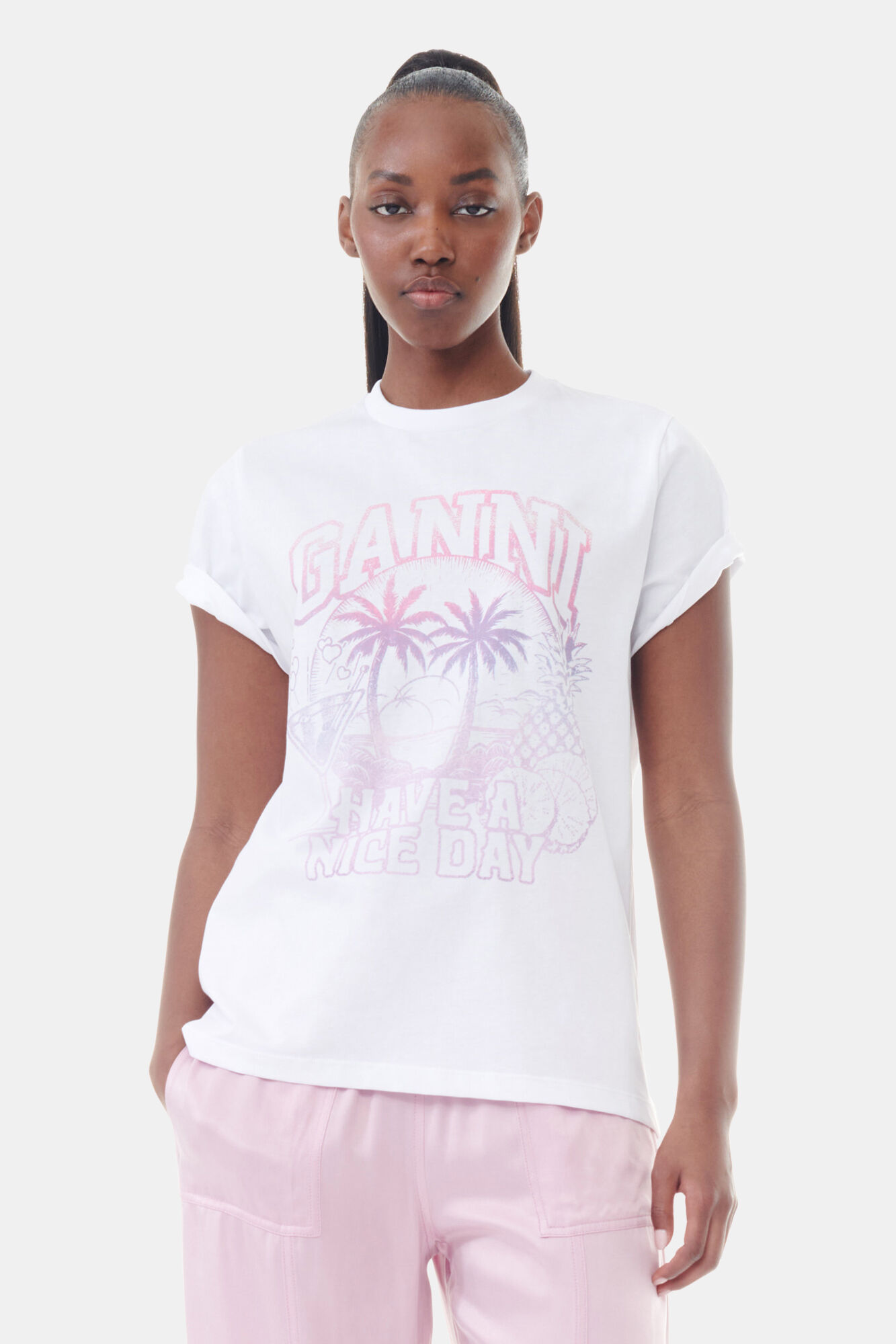 Basic Jersey Green Cherry Relaxed T-Shirt