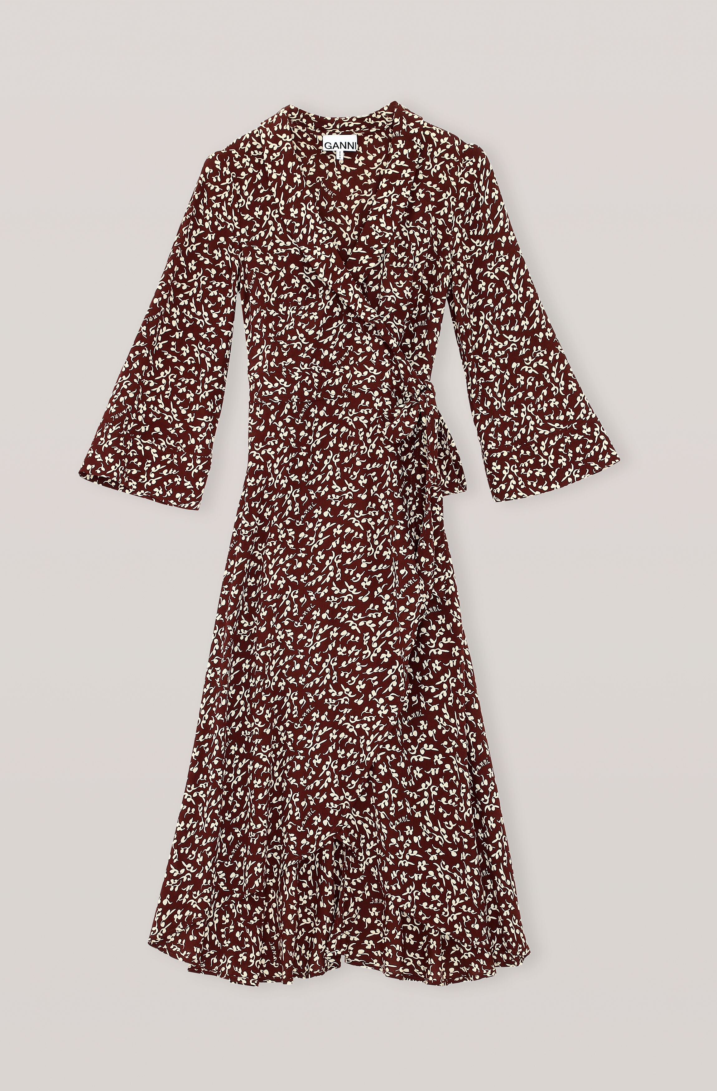 ganni crepe wrap dress
