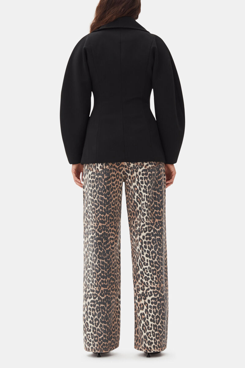 Black Bonded Crepe Curve Sleeve Jacket, Recycled Polyester, in colour Black - 4 - GANNI