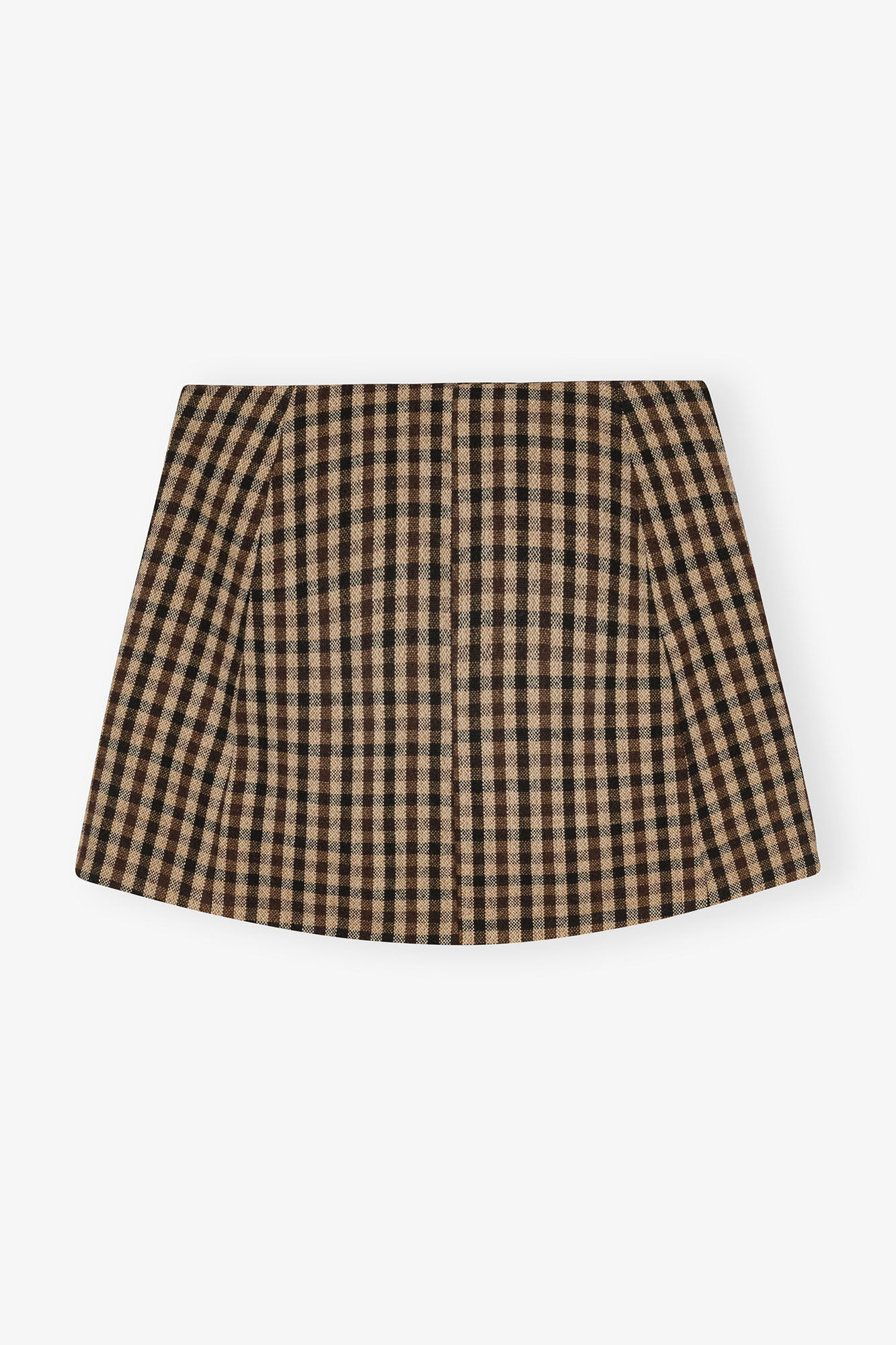 Check Wool Mini Skirt, Recycled Polyester, in colour Chicory Coffee - 2 - GANNI