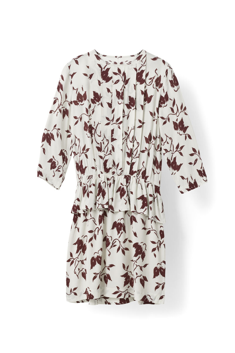 Maxwell Crepe Dress, in colour Cabernet Bell Flower - 1 - GANNI