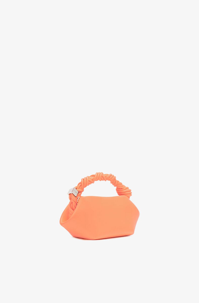 Mini Bou Bag in Orange, Recycled Leather, in colour Cantaloupe - 2 - GANNI