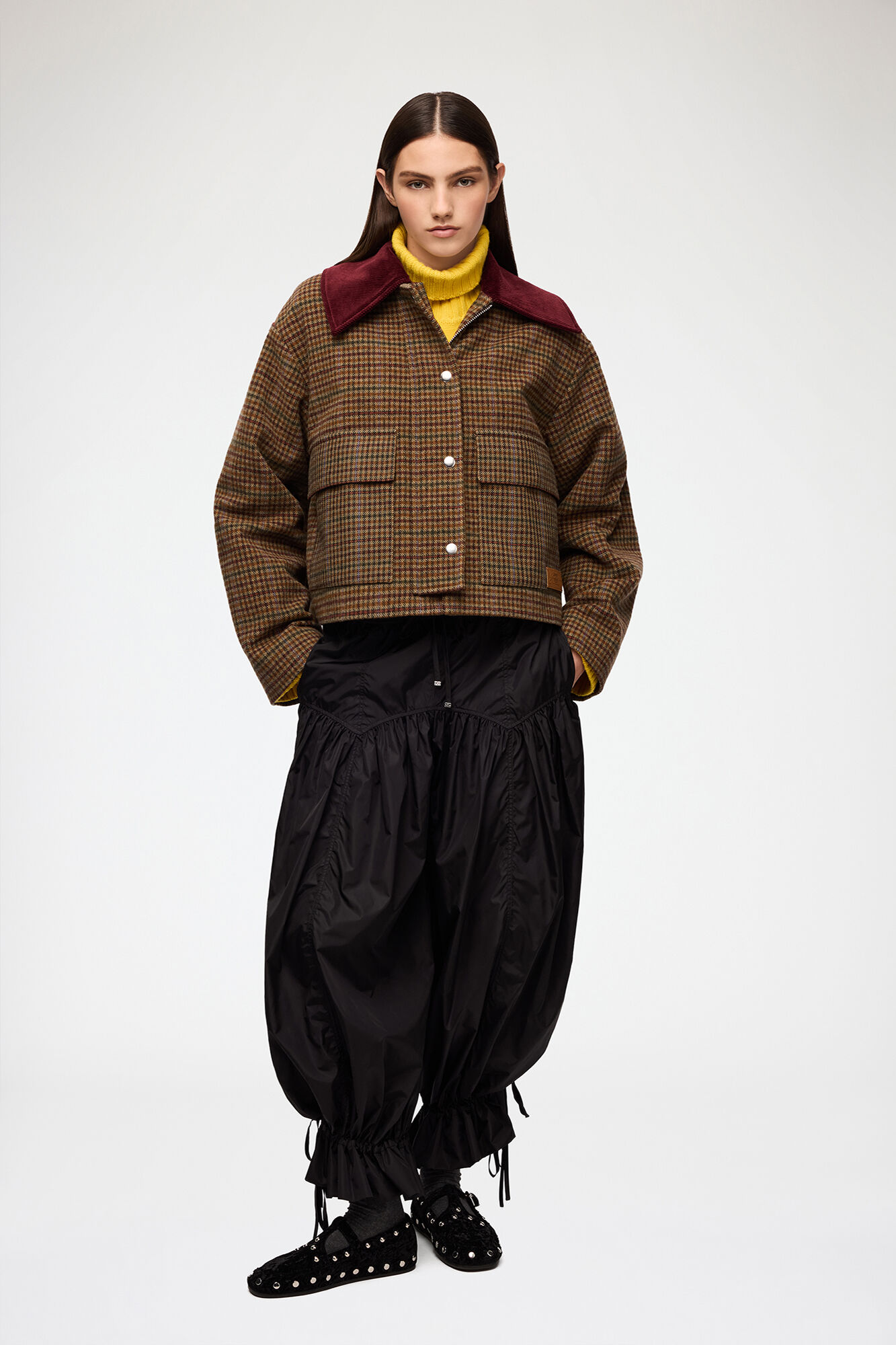 Jacket in Check Twill, Recycled Wool, in colour Multicolour - 4 - GANNI