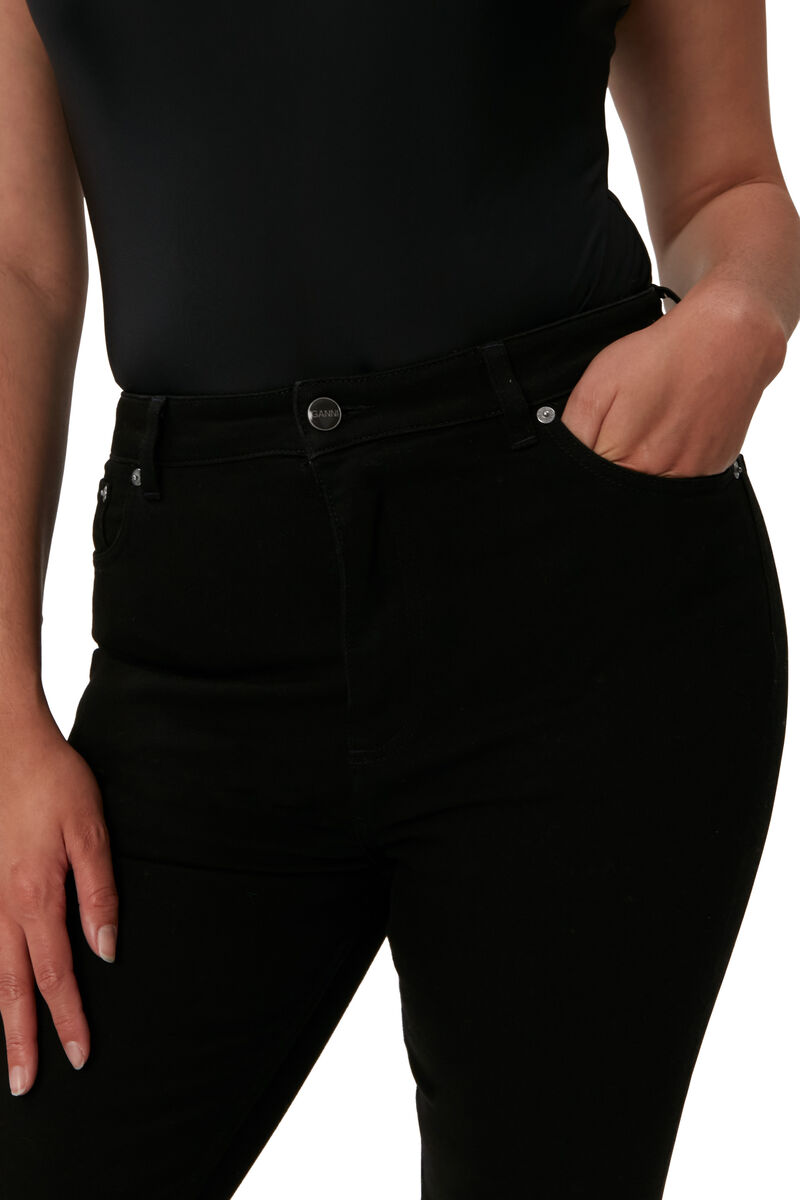 Comfort Stretch Cutye Cropped, Cotton, in colour Black/Black - 8 - GANNI