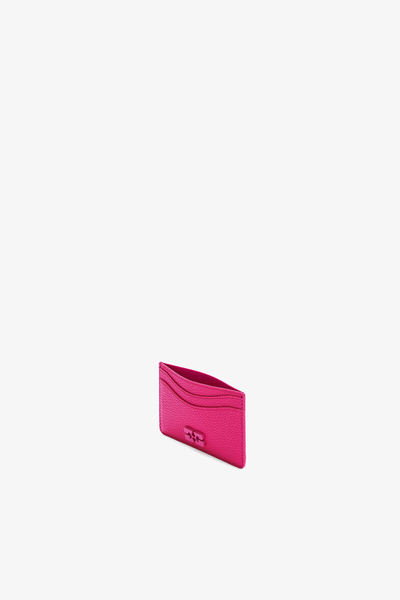 Bou Card Holder in Grained Pink, Recycled Polyester, in colour Cabaret - 3 - GANNI