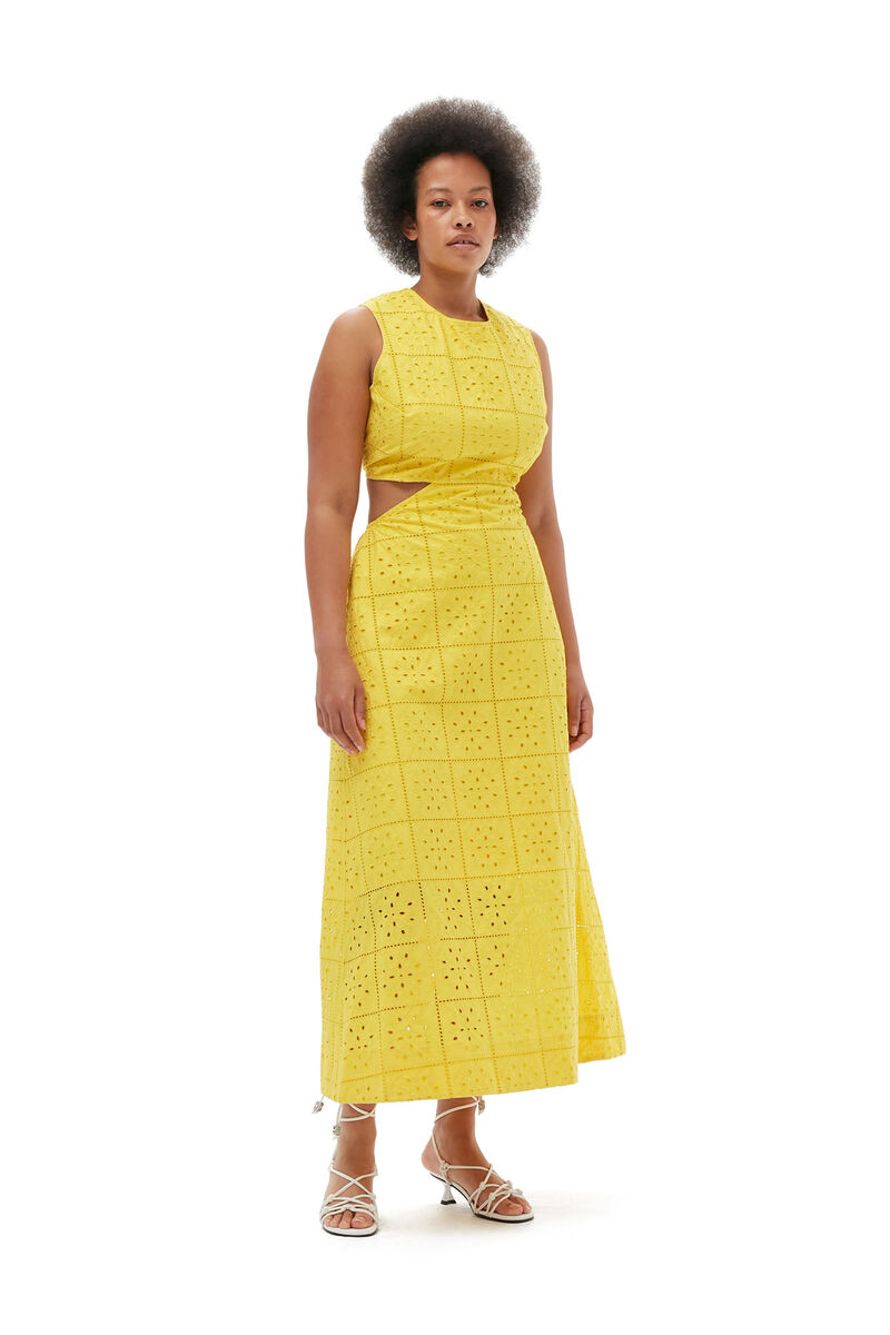 Broderie Anglaise Two Piece Dress, Cotton, in colour Maize - 6 - GANNI