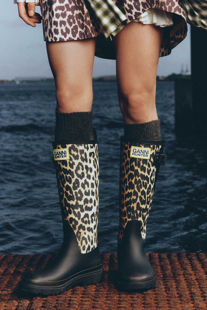 Downpour Tall Boots in Leopard, Almond Milk