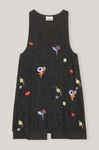 Beads V-neck Panel Mini Dress, Polyester, in colour Black - 1 - GANNI